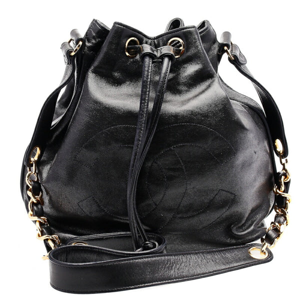 シャネル ブラック レザー チェーン ショルダーバッグ レディース CHANEL 中古