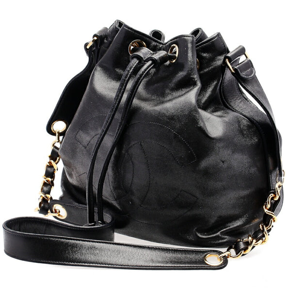 シャネル ブラック レザー チェーン ショルダーバッグ レディース CHANEL 中古