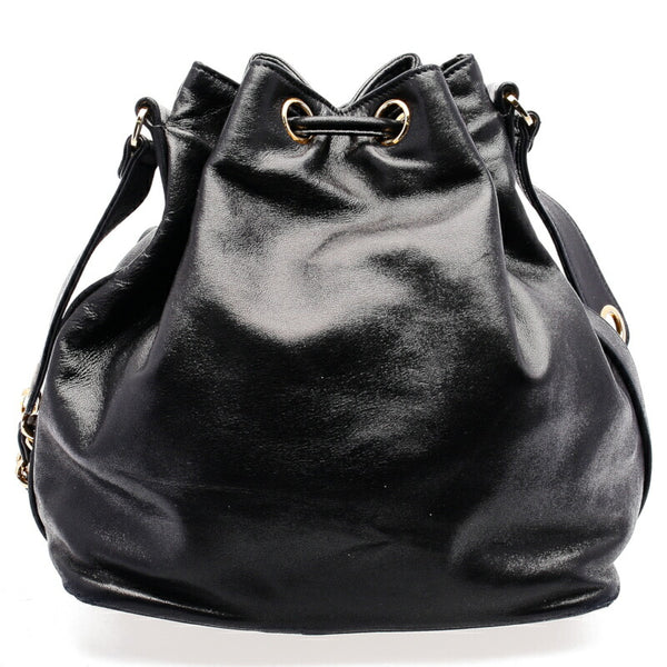 シャネル ブラック レザー チェーン ショルダーバッグ レディース CHANEL 中古