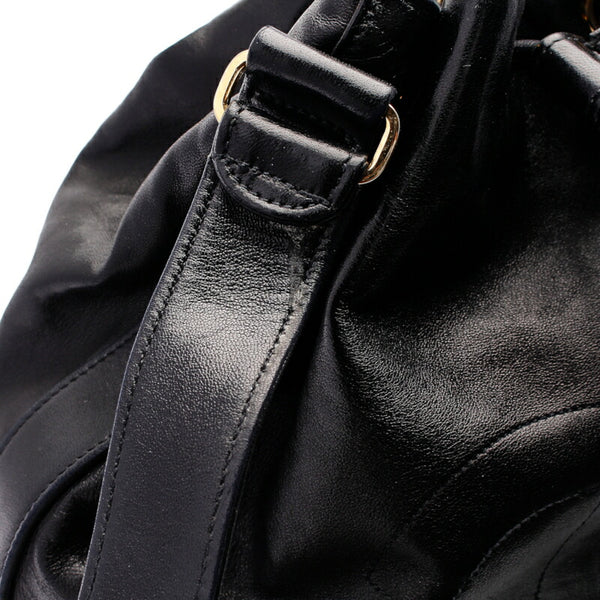 シャネル ブラック レザー チェーン ショルダーバッグ レディース CHANEL 中古