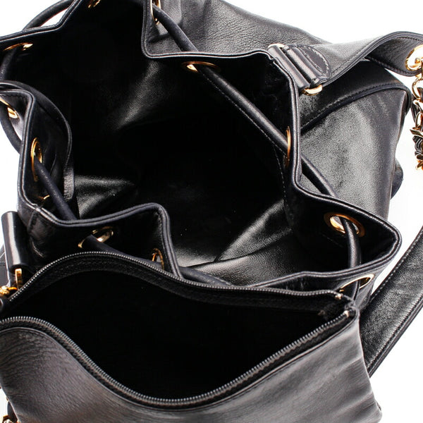 シャネル ブラック レザー チェーン ショルダーバッグ レディース CHANEL 中古