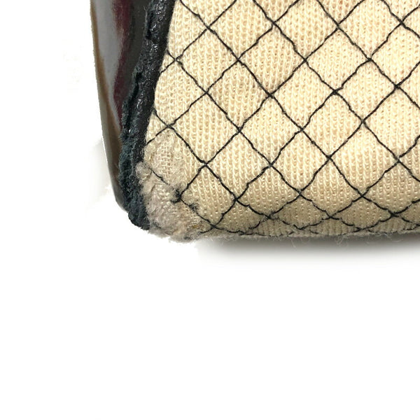 シャネル ベージュ ブラック キャンバス エナメル ボストンバッグ レディース CHANEL 中古