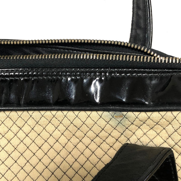 シャネル ベージュ ブラック キャンバス エナメル ボストンバッグ レディース CHANEL 中古