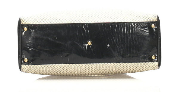 シャネル ベージュ ブラック キャンバス エナメル ボストンバッグ レディース CHANEL 中古