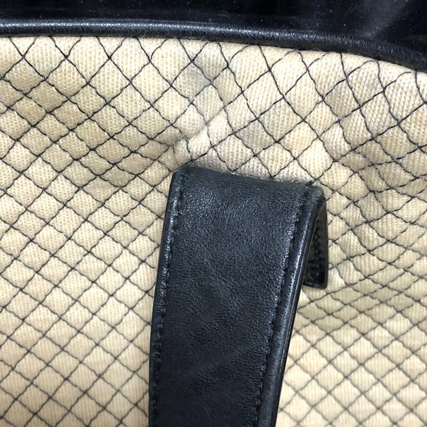 シャネル ベージュ ブラック キャンバス エナメル ボストンバッグ レディース CHANEL 中古