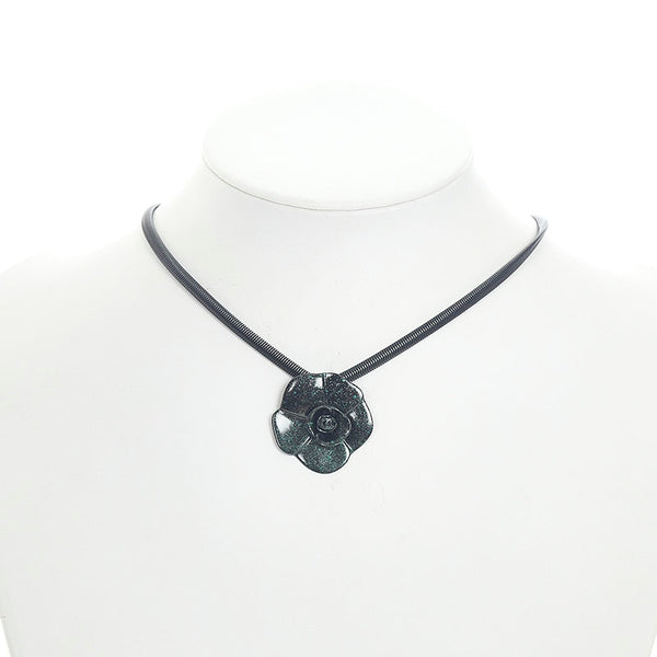 シャネル ブラック メタル カメリアココマークフラワーモチーフ ネックレス レディース CHANEL 【中古】