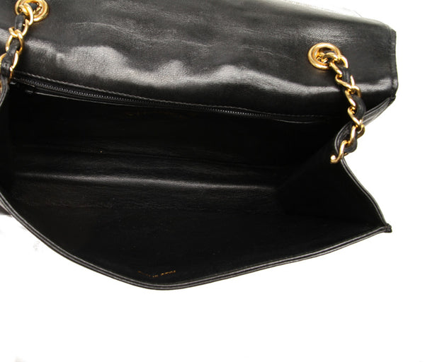 シャネル ブラック ラムスキン 肩掛け チェーン ショルダーバッグ レディース CHANEL 中古