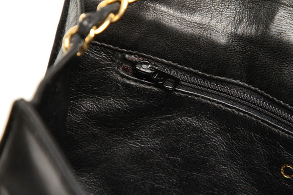 シャネル ブラック ラムスキン 肩掛け チェーン ショルダーバッグ レディース CHANEL 中古