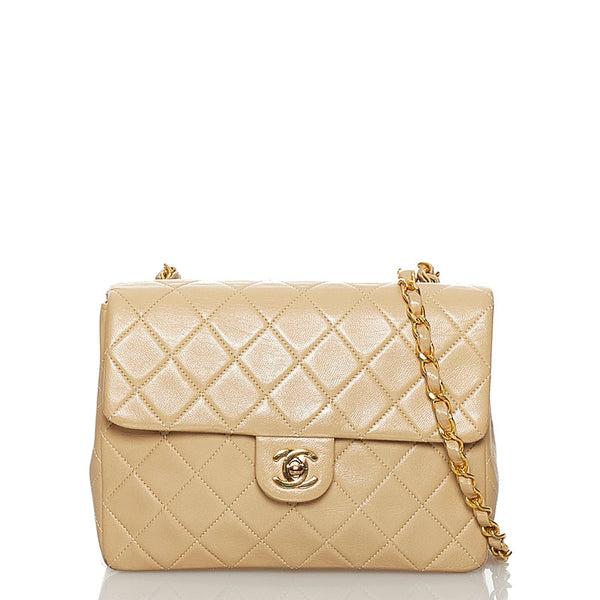 シャネル マトラッセ  ヴィンテージ ココマーク  ベージュ  ラムスキン チェーン ショルダーバッグ レディース CHANEL 【中古】