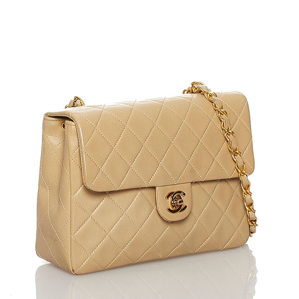 シャネル マトラッセ  ヴィンテージ ココマーク  ベージュ  ラムスキン チェーン ショルダーバッグ レディース CHANEL 【中古】