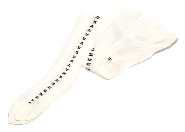 シャネル ホワイト 白 ポリエステル ナイロン ストッキング レディース CHANEL 中古