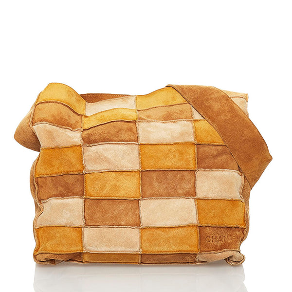 シャネル パッチワーク  ショルダーバッグ ベージュ スウェード レディース CHANEL 【中古】