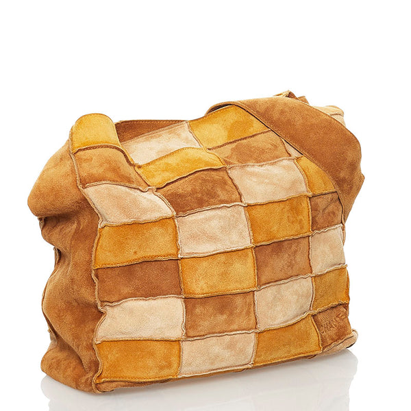 シャネル パッチワーク  ショルダーバッグ ベージュ スウェード レディース CHANEL 【中古】