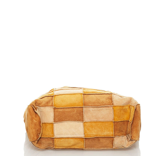 シャネル パッチワーク  ショルダーバッグ ベージュ スウェード レディース CHANEL 【中古】