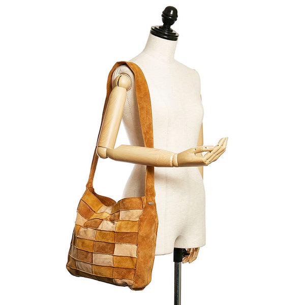 シャネル パッチワーク  ショルダーバッグ ベージュ スウェード レディース CHANEL 【中古】