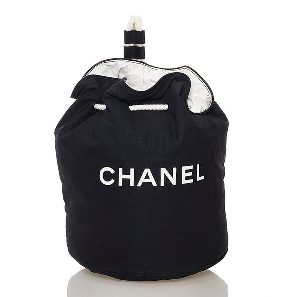 シャネル ノベルティ ショルダーバッグ ブラック ホワイト キャンバス レディース CHANEL 【中古】