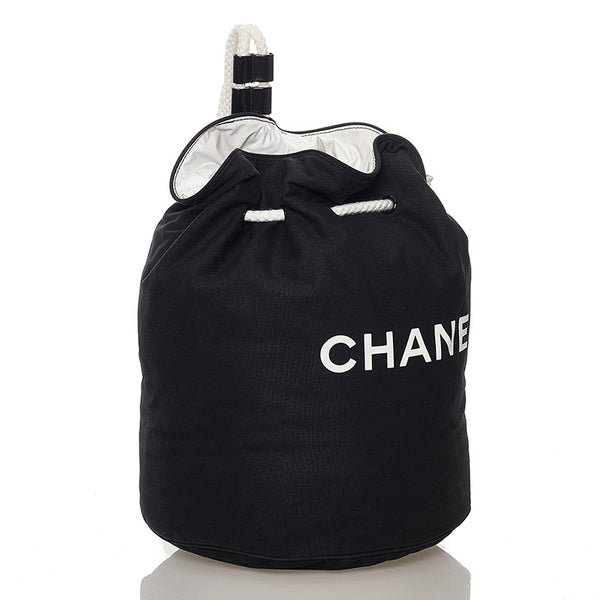 シャネル ノベルティ ショルダーバッグ ブラック ホワイト キャンバス レディース CHANEL 【中古】