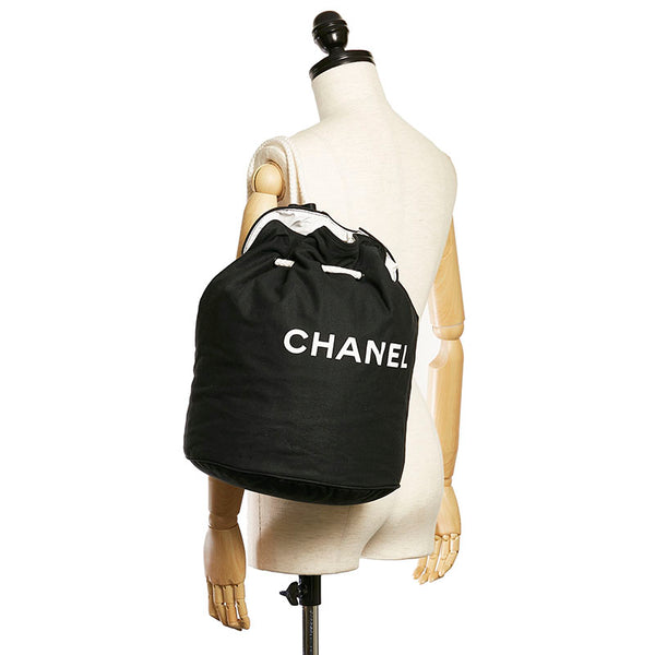 シャネル ノベルティ ショルダーバッグ ブラック ホワイト キャンバス レディース CHANEL 【中古】