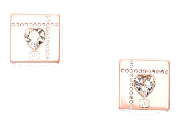シャネル ハート ピンク プラスチック ラインストーン イヤリング レディース CHANEL 中古