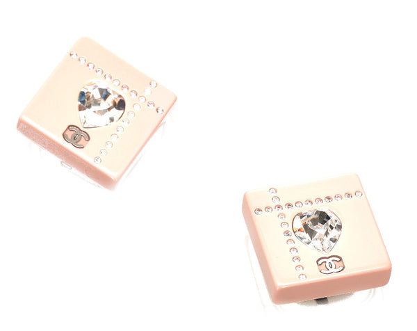 シャネル ハート ピンク プラスチック ラインストーン イヤリング レディース CHANEL 中古