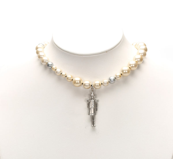 シャネル ホワイト ブルー パール メタル パール ネックレス レディース CHANEL 中古