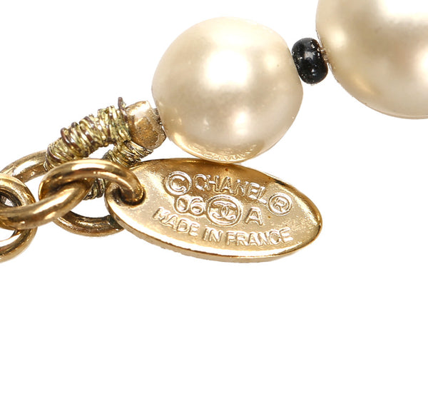 シャネル ホワイト ブルー パール メタル パール ネックレス レディース CHANEL 中古