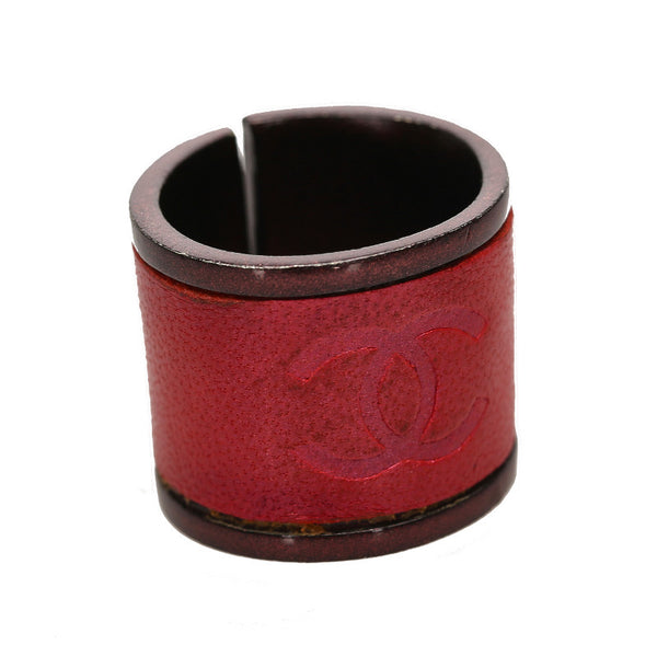 シャネル ピンク レザー メッキ ココマーク リング 指輪 レディース CHANEL 12号 中古