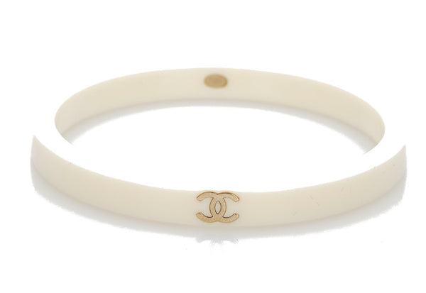 シャネル ブラック ホワイト プラスチック メッキ ブレスレット レディース CHANEL 中古