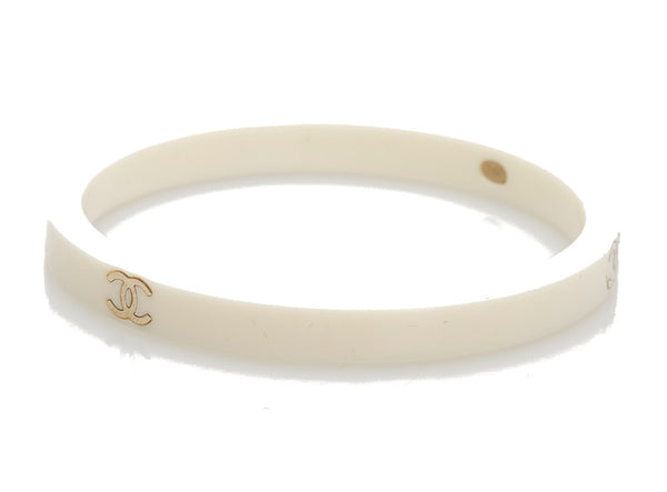 シャネル ブラック ホワイト プラスチック メッキ ブレスレット レディース CHANEL 中古