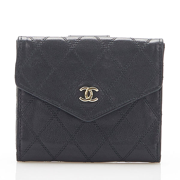 シャネル ビコローレ ココマーク ブラック レザー 二つ折り財布 レディース CHANEL 中古