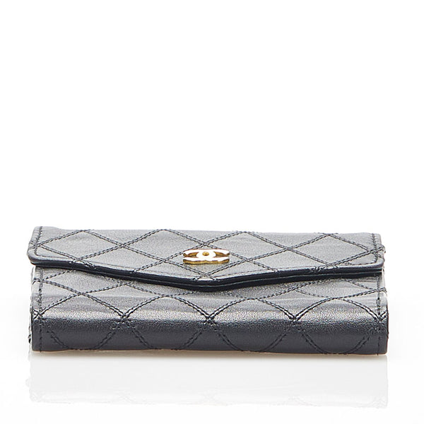 シャネル ビコローレ ココマーク ブラック レザー 二つ折り財布 レディース CHANEL 中古