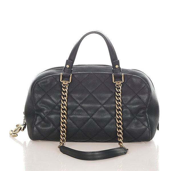 シャネル ブラック キャビアスキン ハンドバッグ ショルダーバッグ チェーン 2WAY レディース CHANEL 【中古】