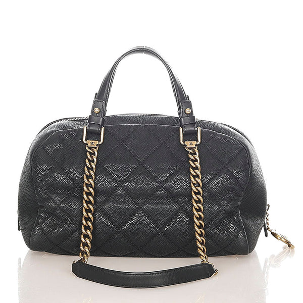 シャネル ブラック キャビアスキン ハンドバッグ ショルダーバッグ チェーン 2WAY レディース CHANEL 【中古】