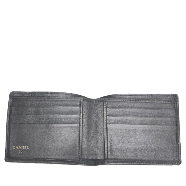 シャネル ビコローレ ココマーク 二つ折り財布 折り畳み財布 ブラック レザー レディース CHANEL 【中古】
