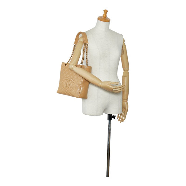 シャネル マトラッセ ココマーク PST トート チェーンショルダーバッグ ベージュ レザー レディース CHANEL 【中古】