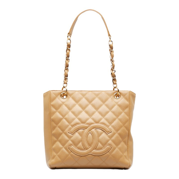 シャネル マトラッセ ココマーク PST トート チェーンショルダーバッグ ベージュ レザー レディース CHANEL 【中古】