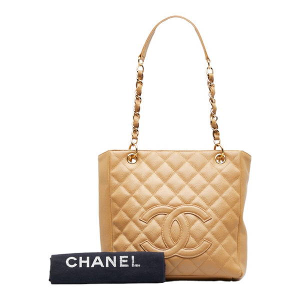 シャネル マトラッセ ココマーク PST トート チェーンショルダーバッグ ベージュ レザー レディース CHANEL 【中古】