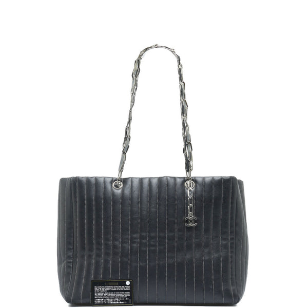 シャネル ニューマドモアゼル シルバー金具 ココマーク チェーン トートバッグ ショルダーバッグ ブラック レザー ビニール レディース CHANEL 【中古】