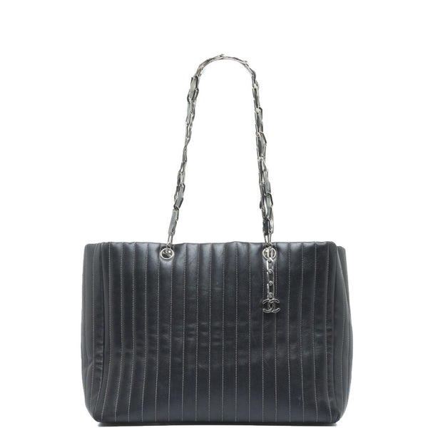 シャネル ニューマドモアゼル シルバー金具 ココマーク チェーン トートバッグ ショルダーバッグ ブラック レザー ビニール レディース CHANEL 【中古】