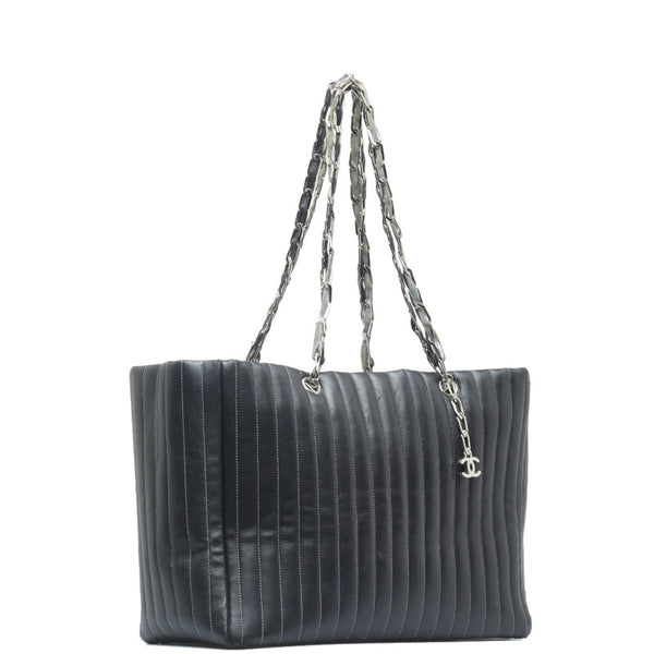 シャネル ニューマドモアゼル シルバー金具 ココマーク チェーン トートバッグ ショルダーバッグ ブラック レザー ビニール レディース CHANEL 【中古】