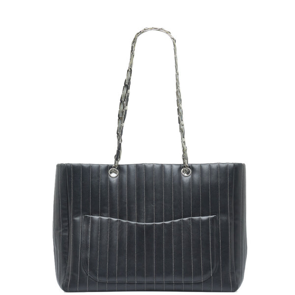 シャネル ニューマドモアゼル シルバー金具 ココマーク チェーン トートバッグ ショルダーバッグ ブラック レザー ビニール レディース CHANEL 【中古】