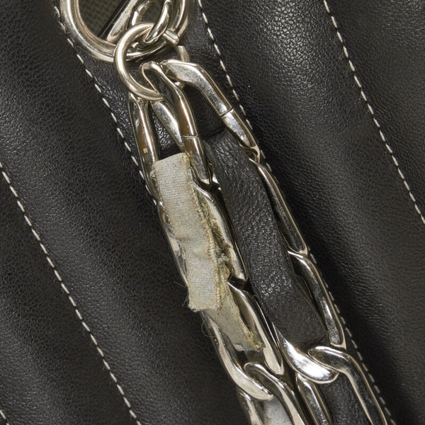 シャネル ニューマドモアゼル シルバー金具 ココマーク チェーン トートバッグ ショルダーバッグ ブラック レザー ビニール レディース CHANEL 【中古】