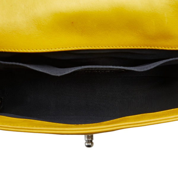 シャネル ボーイシャネル ココマーク 斜め掛け チェーン ショルダーバッグ イエロー レザー レディース CHANEL 【中古】