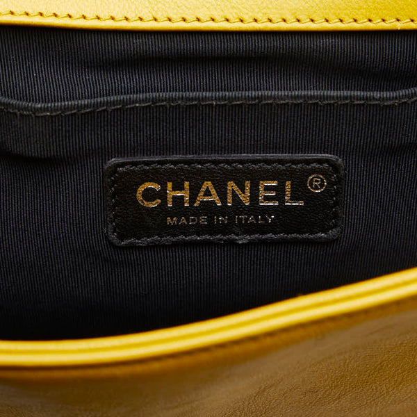シャネル ボーイシャネル ココマーク 斜め掛け チェーン ショルダーバッグ イエロー レザー レディース CHANEL 【中古】