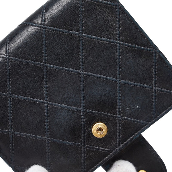 シャネル ビコローレ ダブルホック ココマーク 二つ折り財布 ブラック ラムスキン レディース CHANEL 【中古】