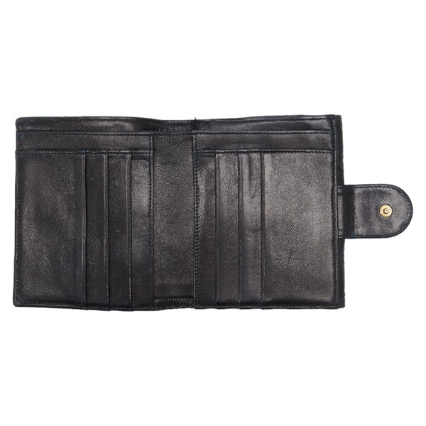 シャネル ビコローレ ダブルホック ココマーク 二つ折り財布 ブラック ラムスキン レディース CHANEL 【中古】