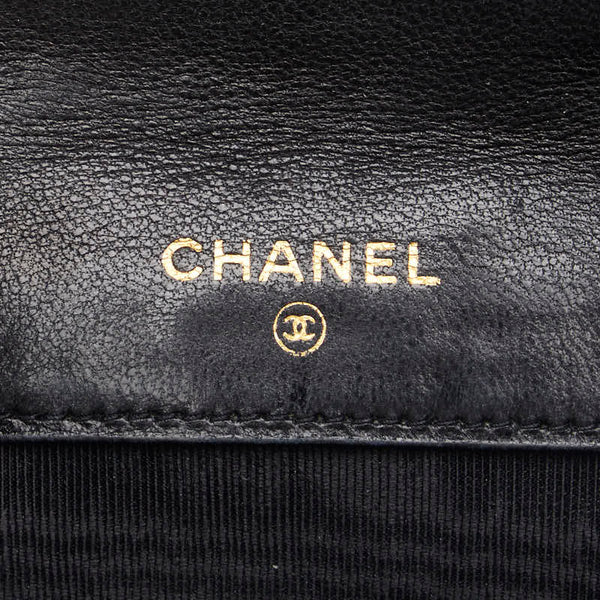 シャネル ビコローレ ダブルホック ココマーク 二つ折り財布 ブラック ラムスキン レディース CHANEL 【中古】