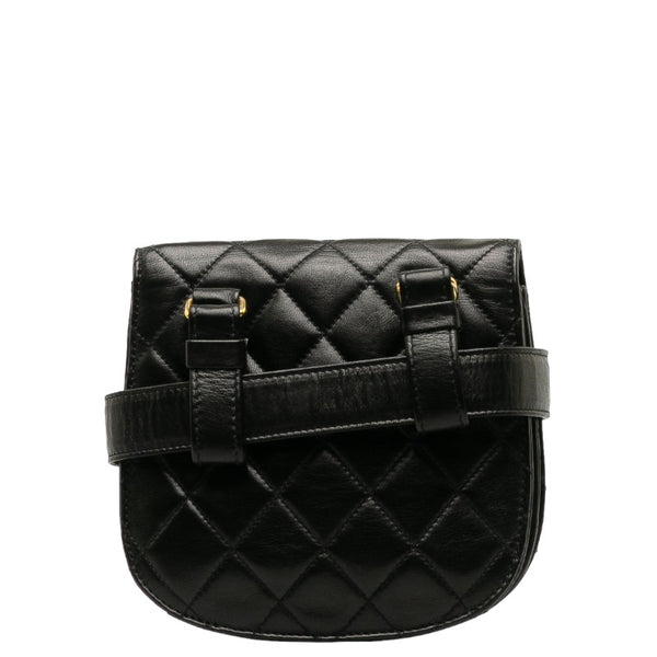 シャネル マトラッセ ココマーク ゴールド金具 ボディバッグ ウエストバッグ ブラック ラムスキン レディース CHANEL 【中古】