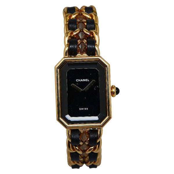 シャネル プルミエール 腕時計 #M H0001 クオーツ ブラック文字盤 メッキ レディース CHANEL 【中古】