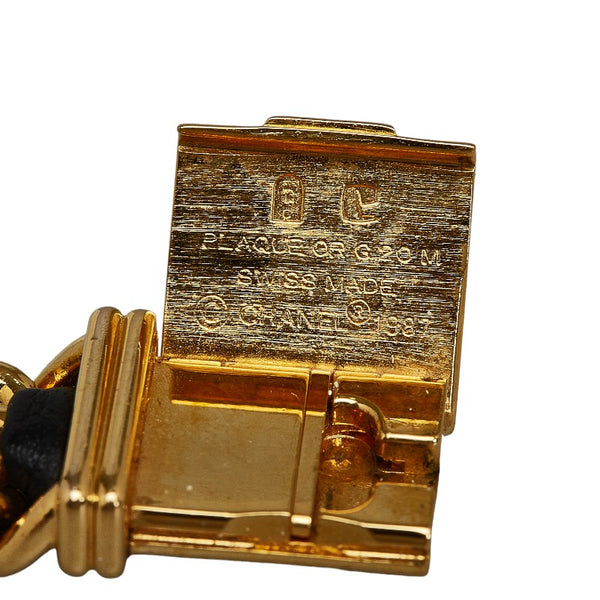 シャネル プルミエール 腕時計 #M H0001 クオーツ ブラック文字盤 メッキ レディース CHANEL 【中古】